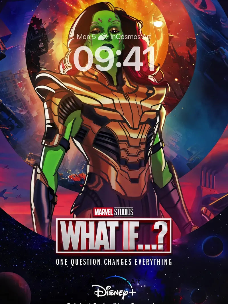 Cosmic Flame Wallpaper with Armor-Clad Warrior