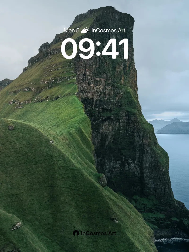 Serenity Cliffs Wallpaper with Emerald Slopes wallpaper for iPhone, iPad & Mac