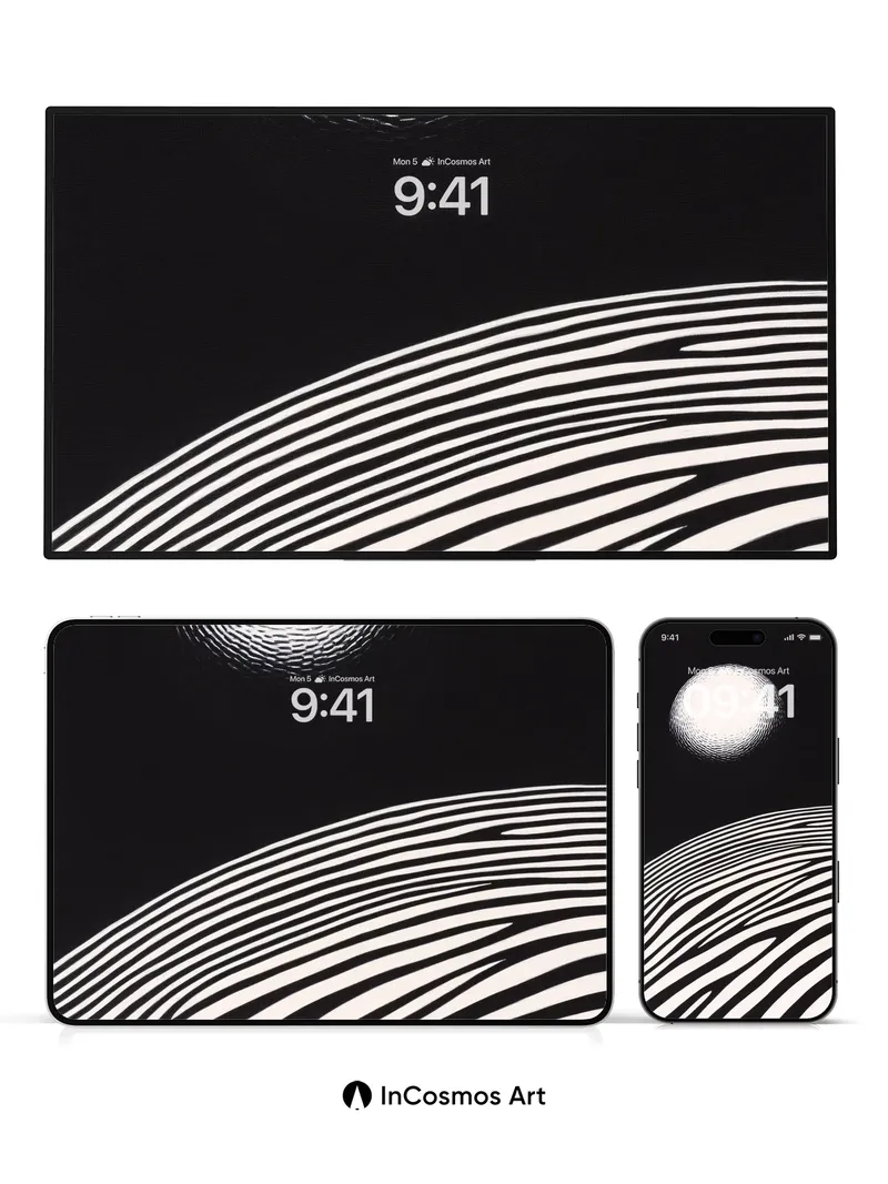 Lunar Echo Wallpaper with Woven Lines