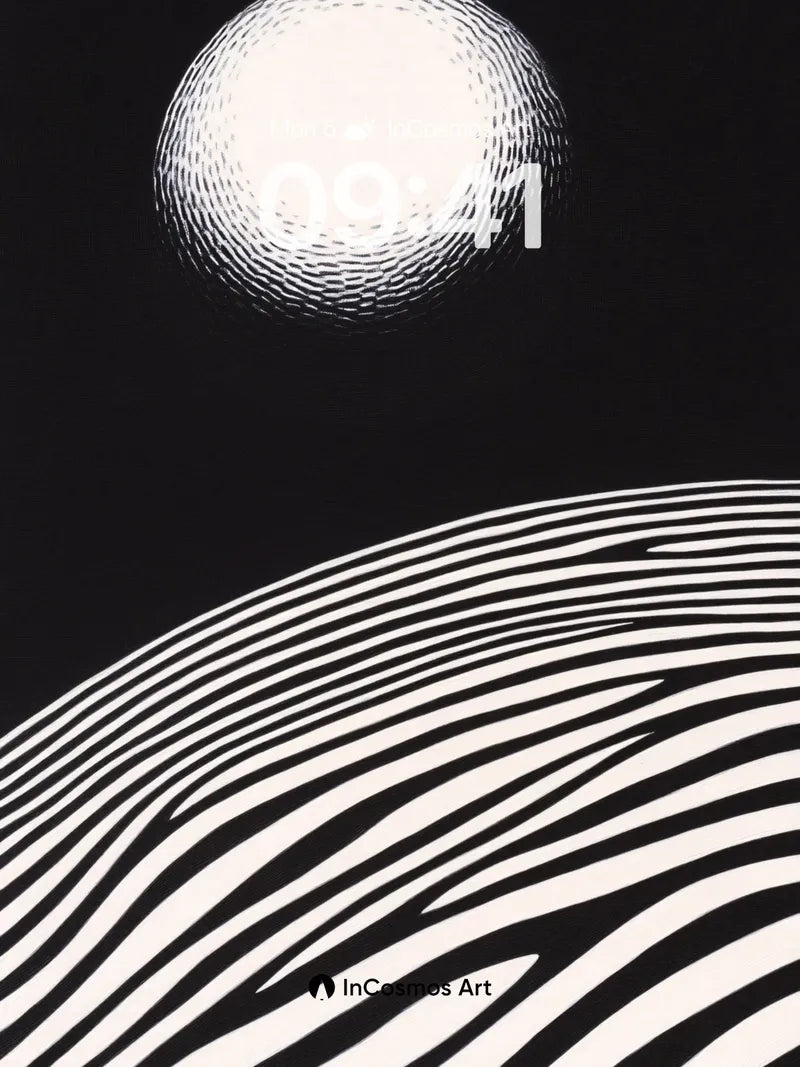 Lunar Echo Wallpaper with Woven Lines