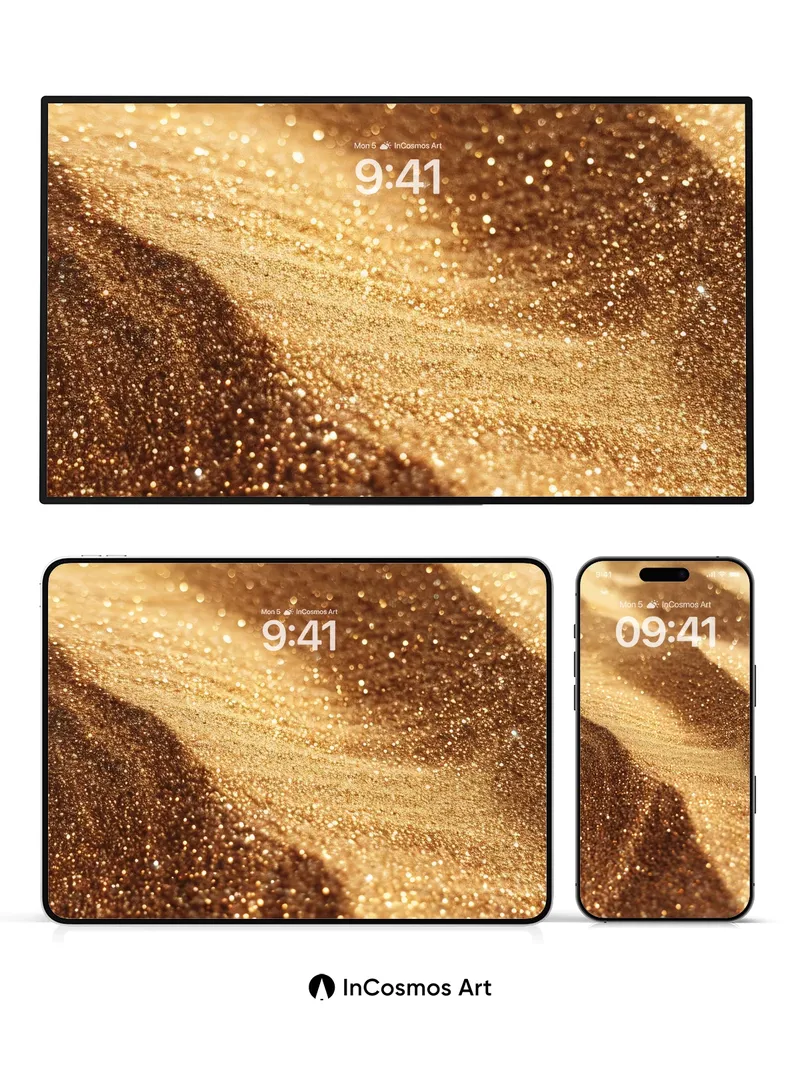 Golden Dune Wallpaper with Shimmering Light Trails