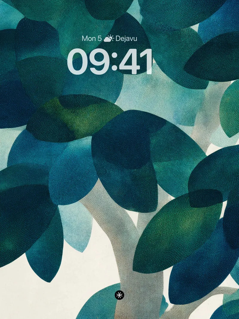 Teal Canopy Leaf Pattern Wallpaper Background