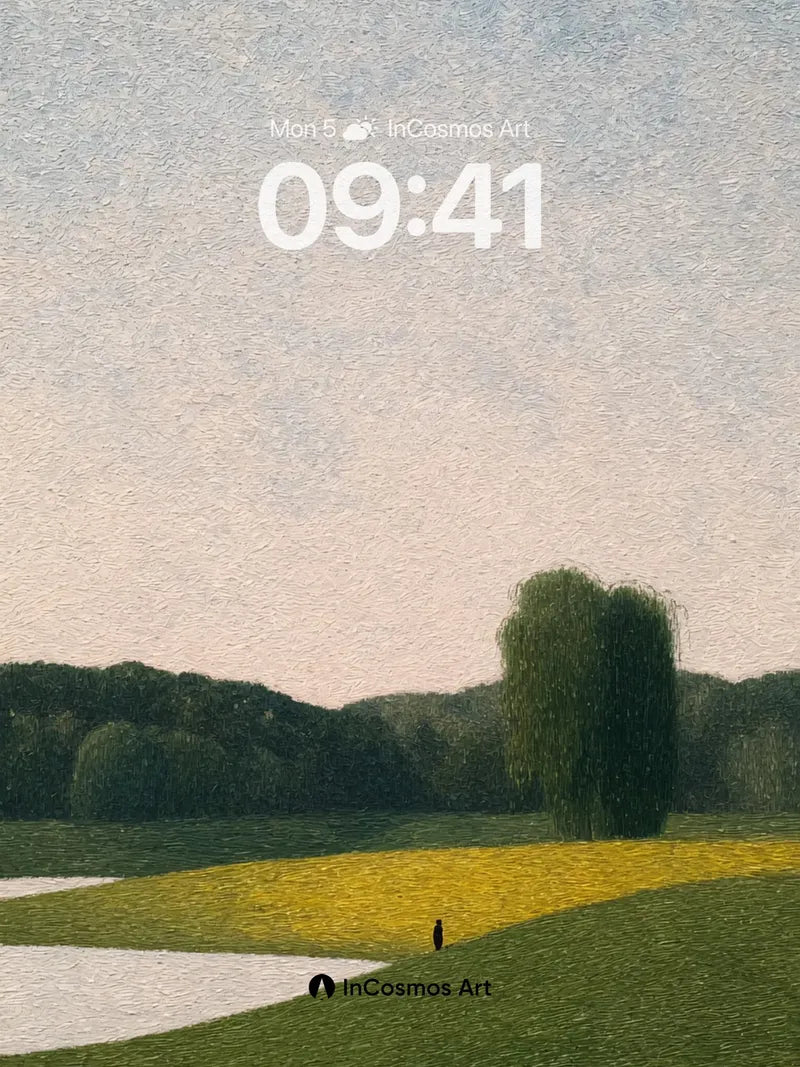 Serenity Field Wallpaper with Whispering Willow wallpaper for iPhone, iPad & Mac