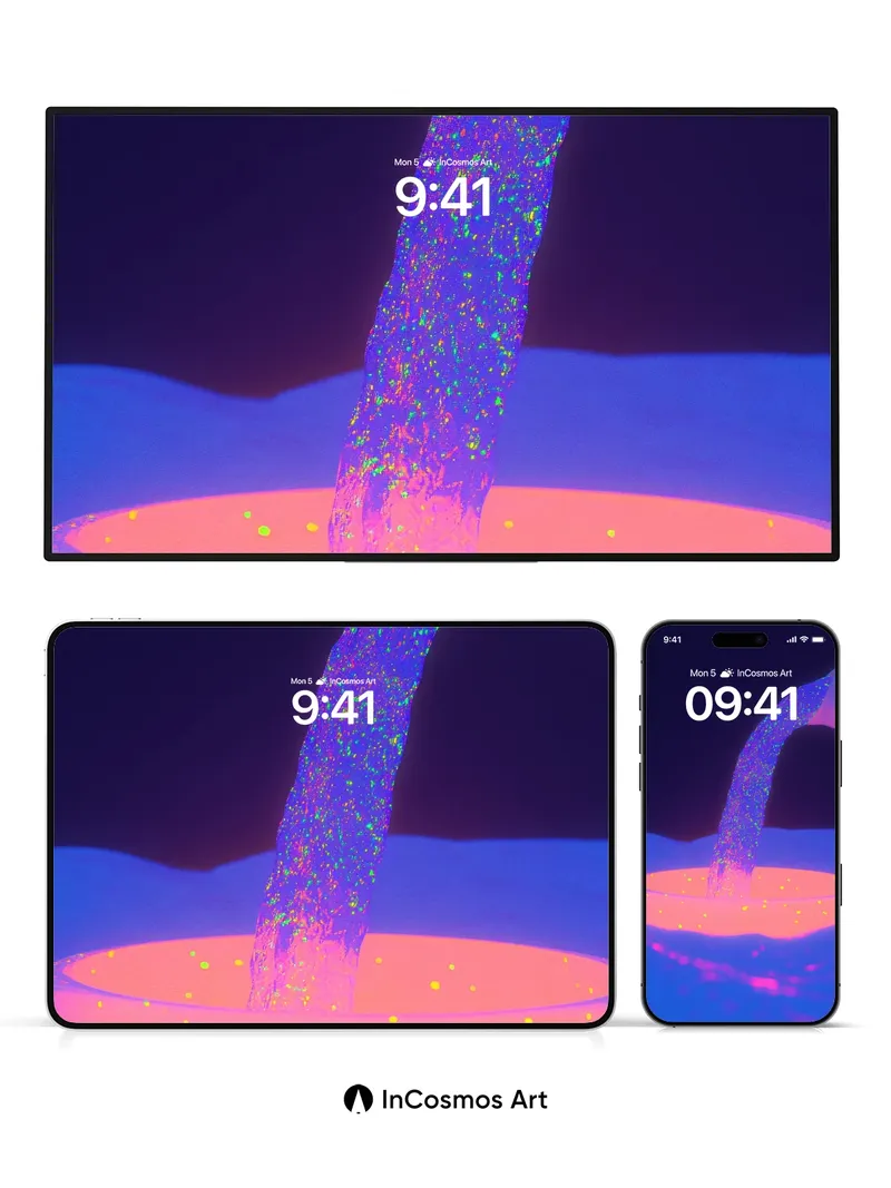 Neon Pulse Wallpaper with Cosmic Pour