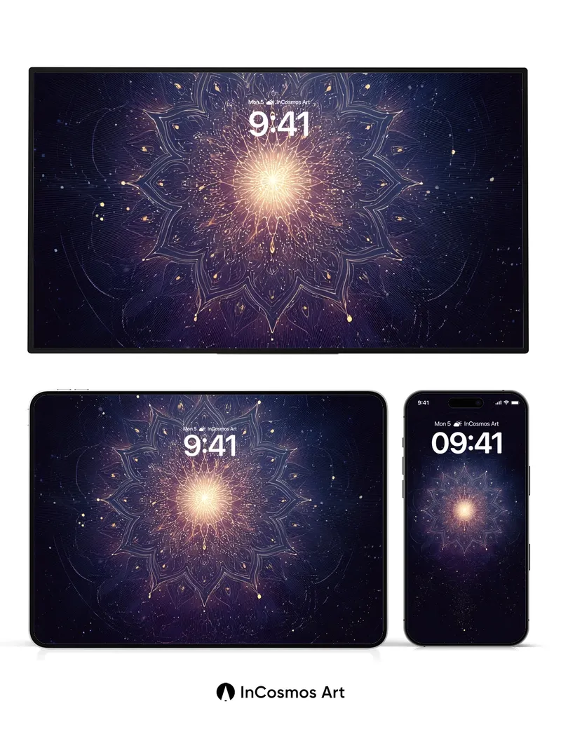 Cosmic Mandala Wallpaper with Celestial Light