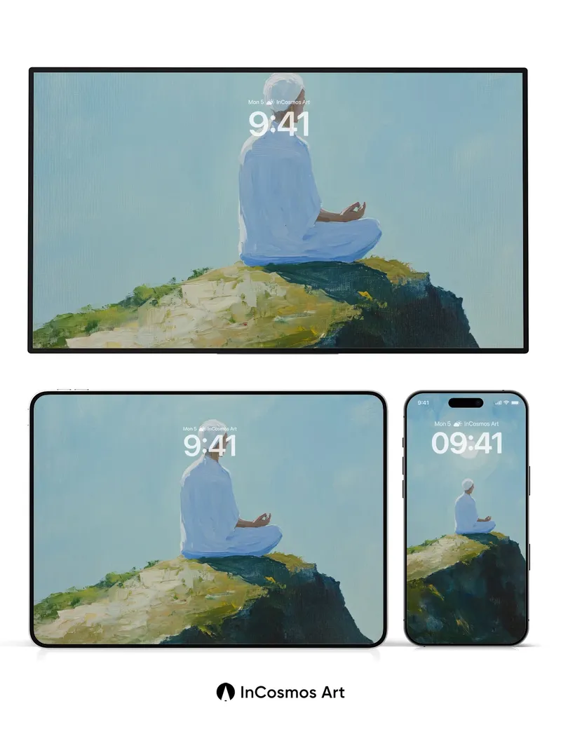 Serenity Peak Wallpaper with Celestial Glow