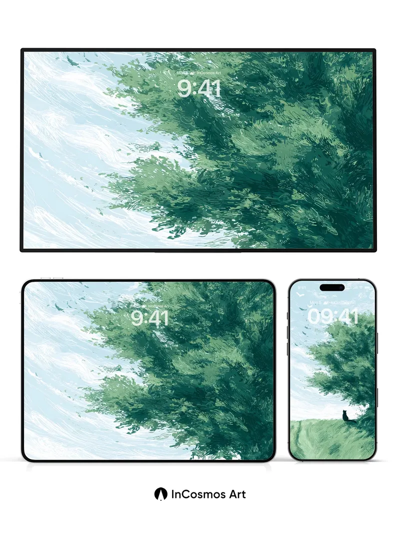 Serenity Under Canopy Wallpaper with Whispering Leaves