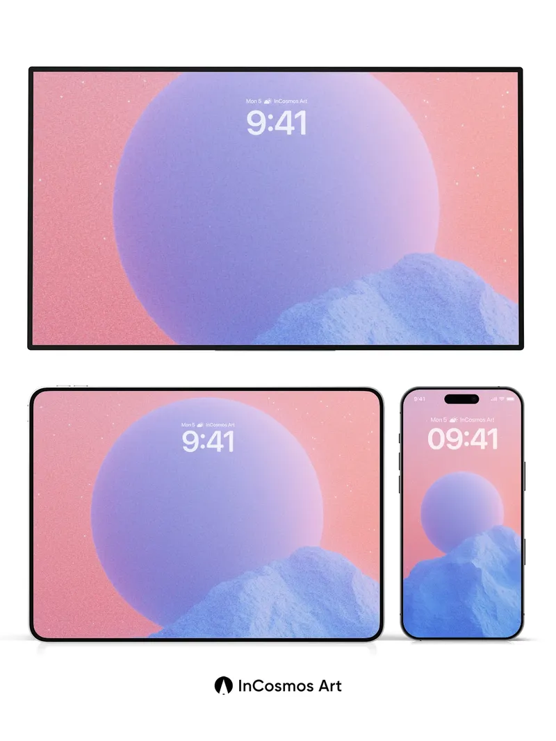 Serene Horizon Wallpaper with Floating Orb