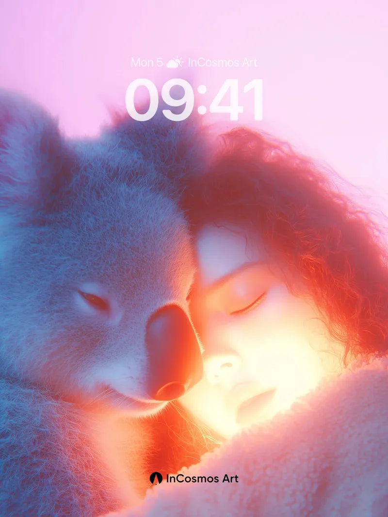 Serene Embrace Wallpaper with Koala and Dreamer wallpaper for iPhone, iPad & Mac