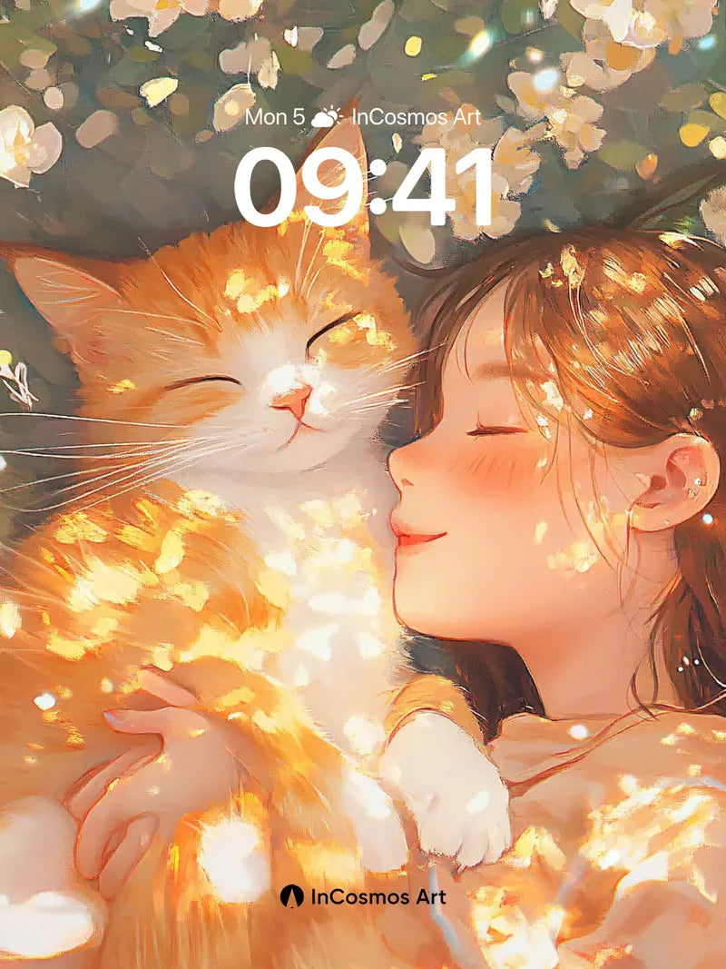 Golden Hush Wallpaper with Floating Petals wallpaper for iPhone, iPad & Mac