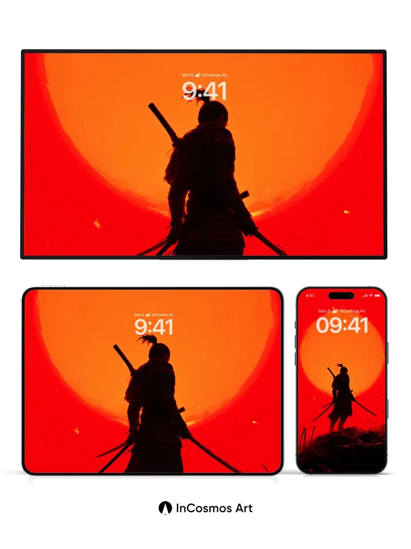 Bloodfire Samurai Wallpaper with Silent Sun