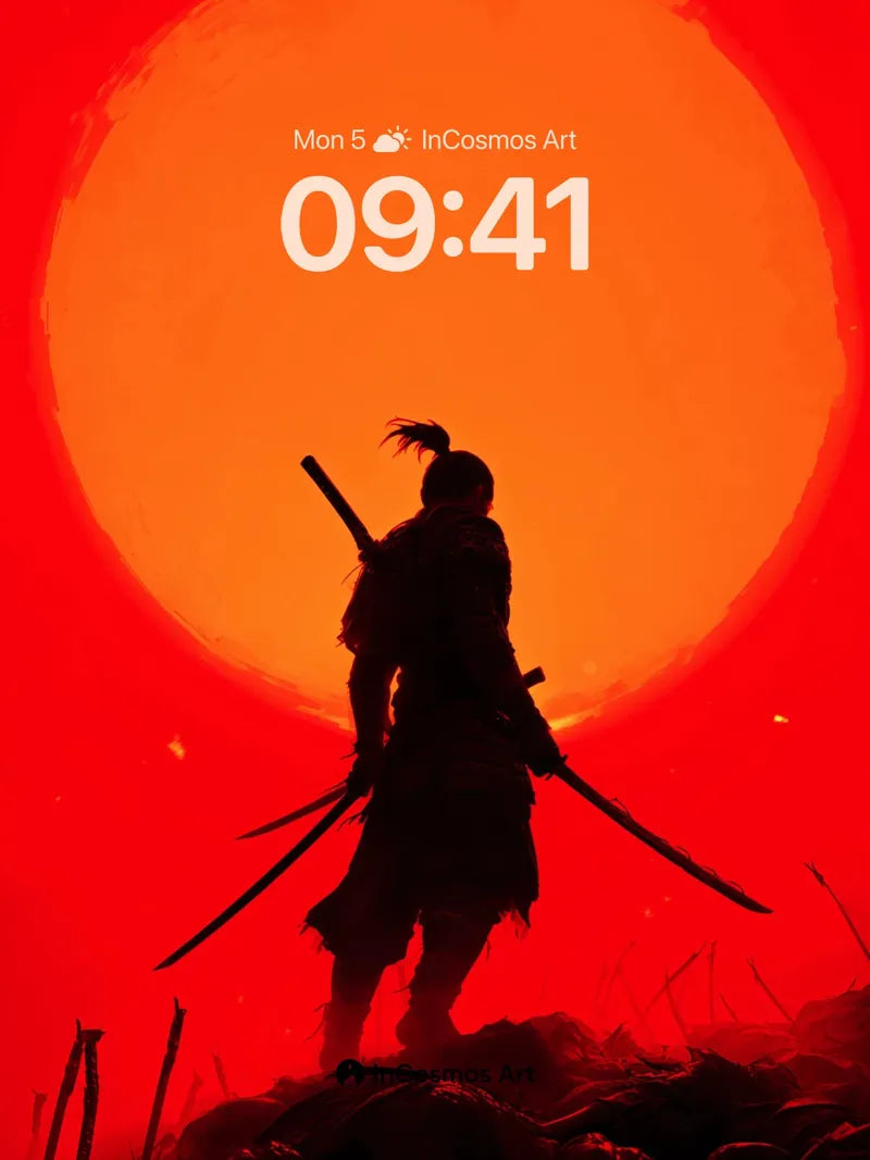 Bloodfire Samurai Wallpaper with Silent Sun
