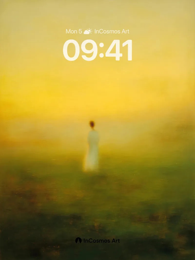 Golden Hush Wallpaper with Distant Figure wallpaper for iPhone, iPad & Mac