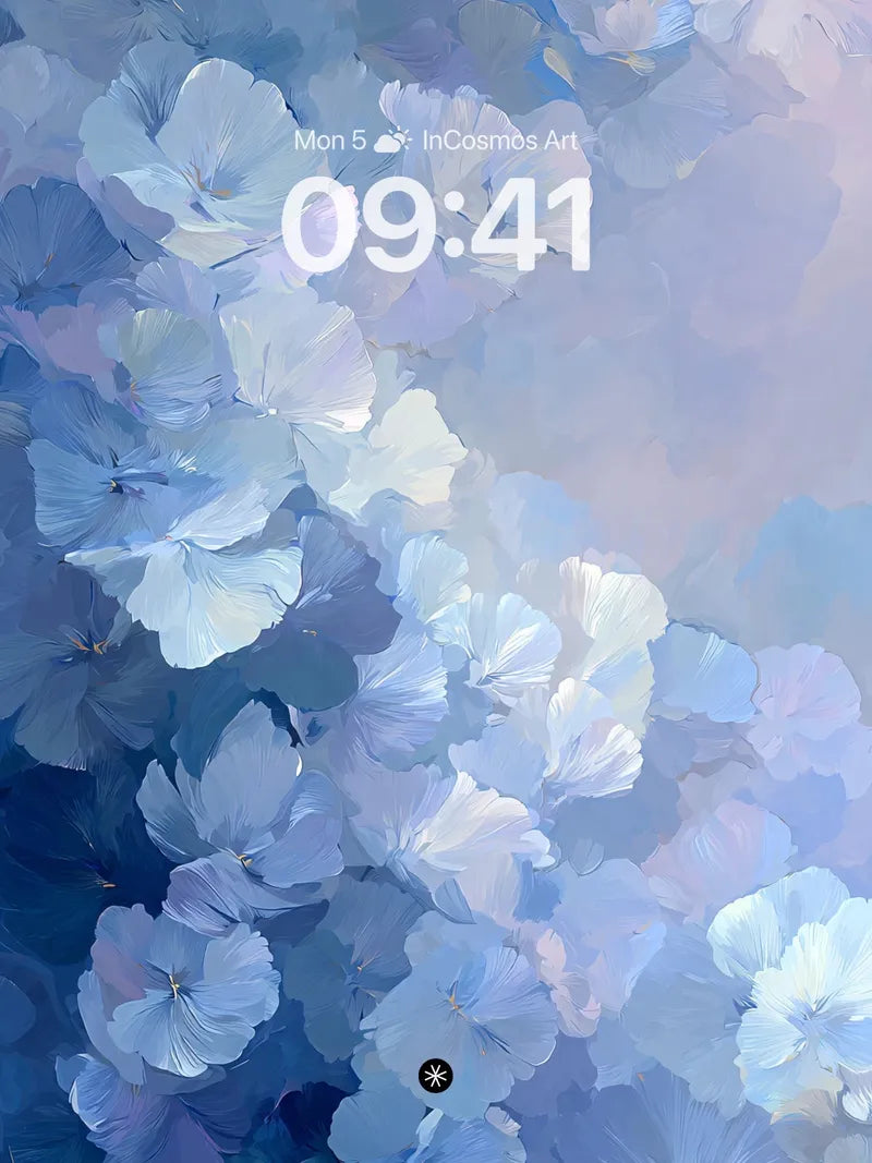 Serene Blue Petals Wallpaper with Soft Haze wallpaper for iPhone, iPad & Mac