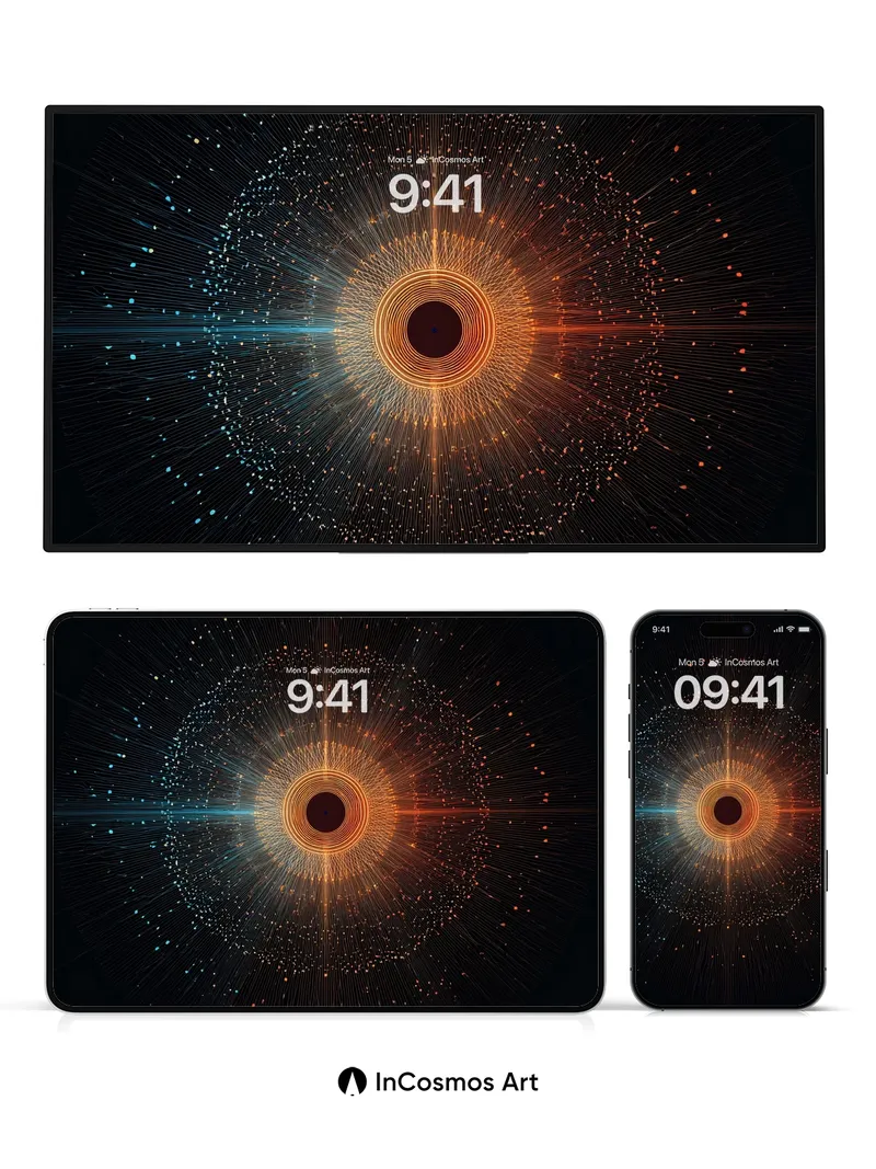 Cosmic Pulse Wallpaper with Radiant Orbs