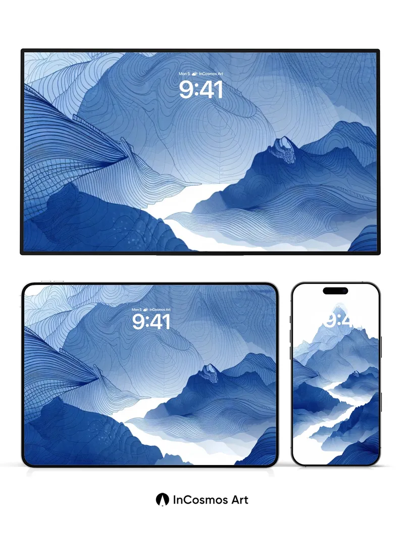 Sapphire Summit Wallpaper with Whispering Lines