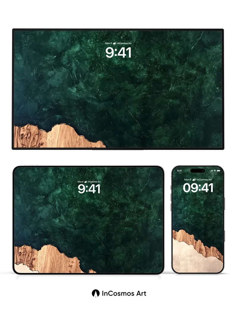 Emerald Abyss Wallpaper with Wood Vein Edge