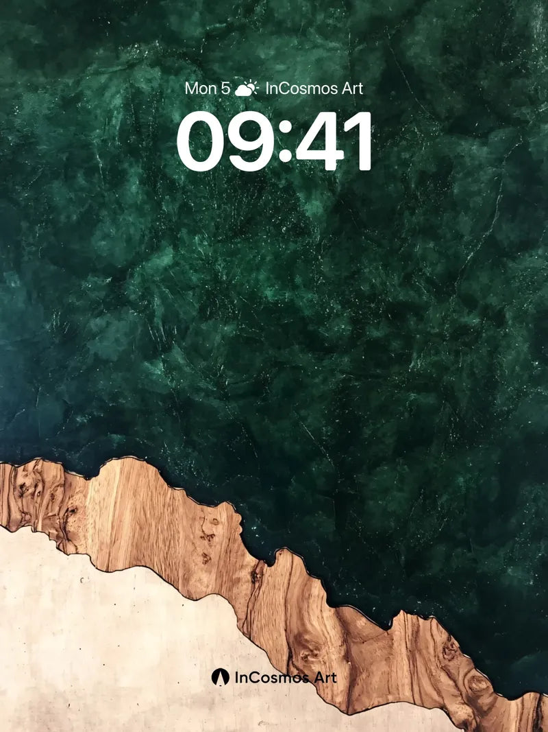 Emerald Abyss Wallpaper with Wood Vein Edge