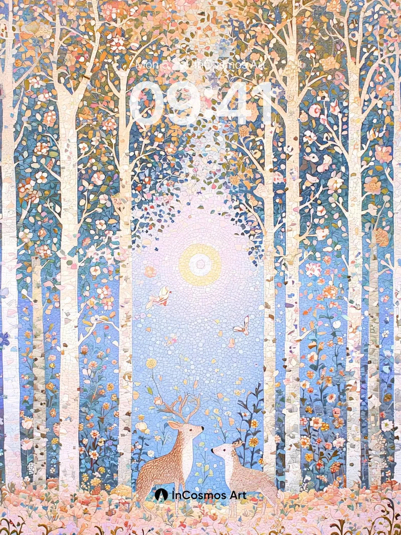 Whispering Birch Wallpaper with Starlight Deers