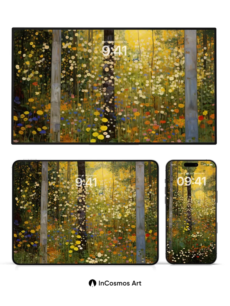 Golden Hush Wallpaper with Whispering Blooms