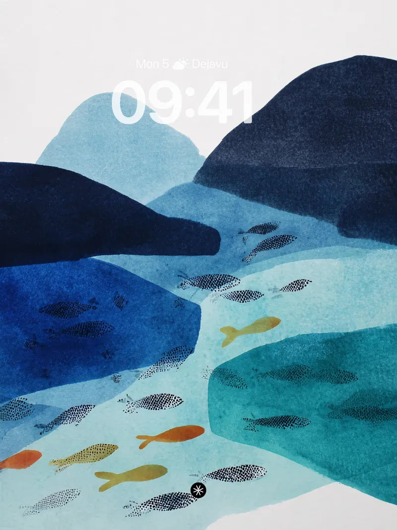 Serene River Fish Flow Background Art