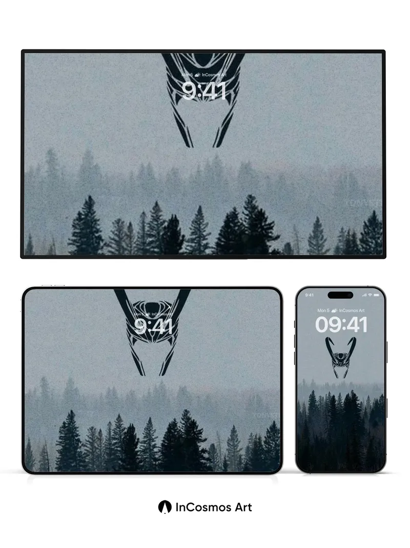 Mystic Forest Wallpaper with Floating Mask