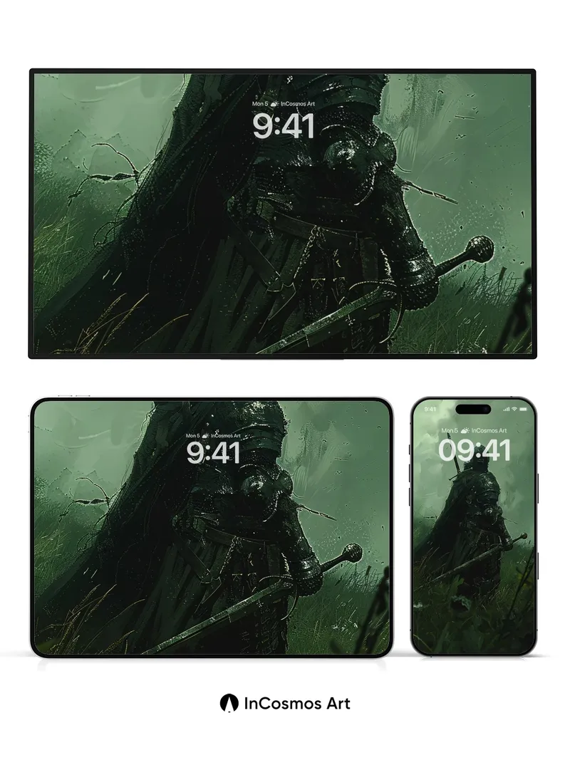 Shadowed Knight Wallpaper with Mist-Clad Steel