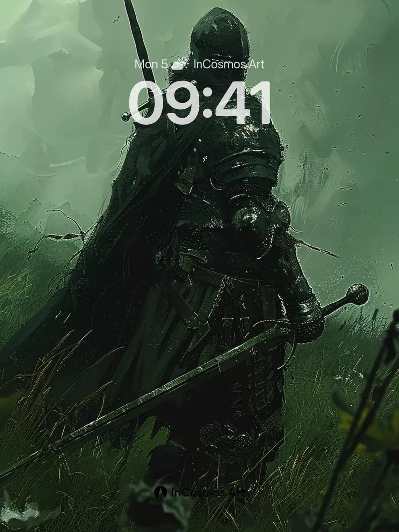 Shadowed Knight Wallpaper with Mist-Clad Steel