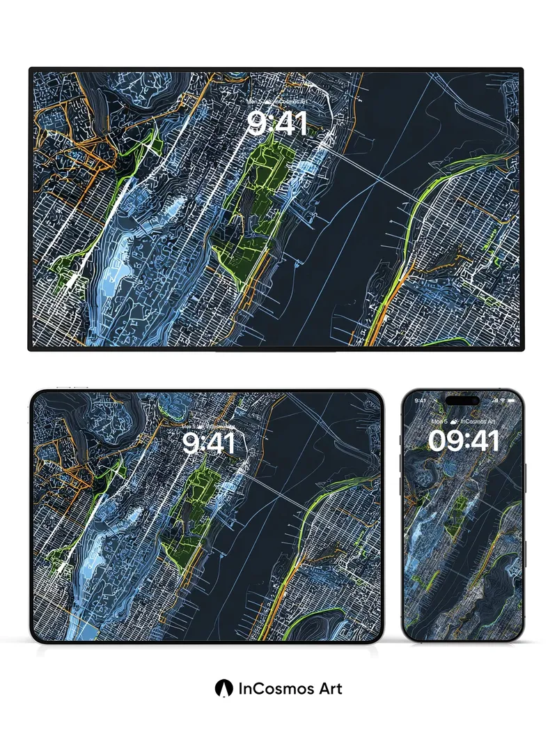 Neon Grid Wallpaper with Midnight Rivers