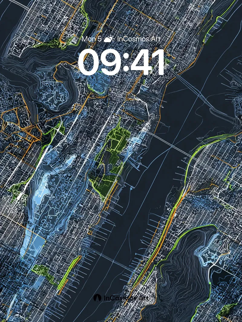 Neon Grid Wallpaper with Midnight Rivers