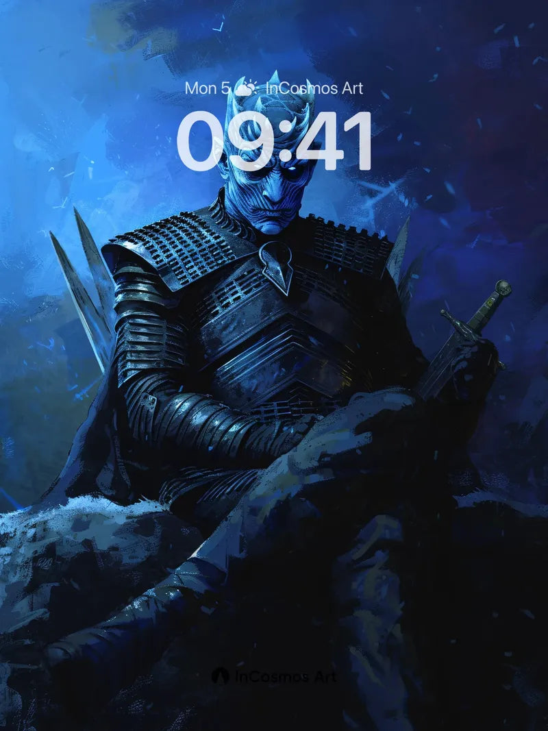 Frost-Crowned Warrior Wallpaper with Ice-Encrusted Armor