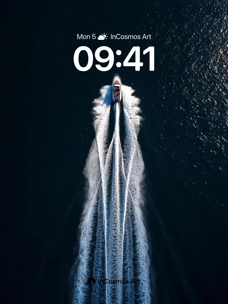 Midnight Vessel Wallpaper with Trailing Light Trails