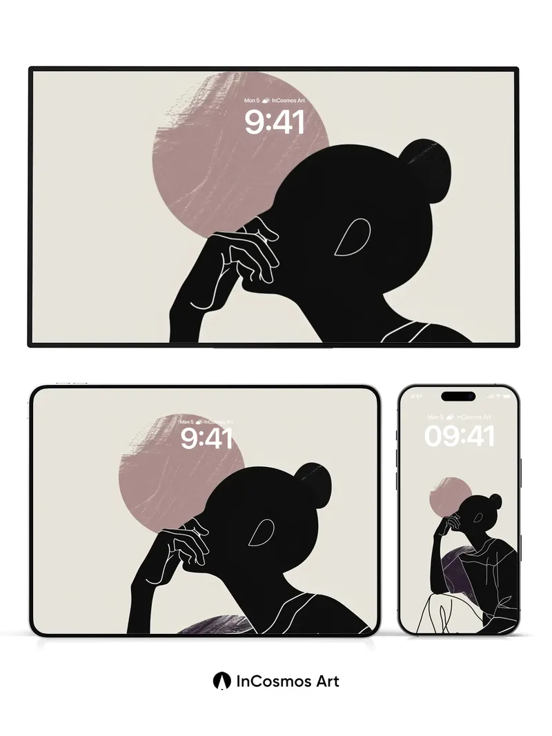 Silhouetted Reverie Wallpaper with Dusty Rose Halo