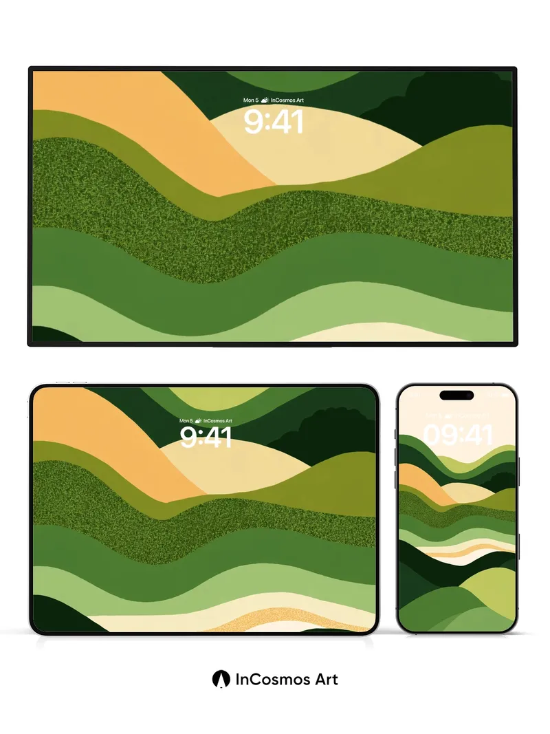 Serenity Ridge Wallpaper with Textured Waves