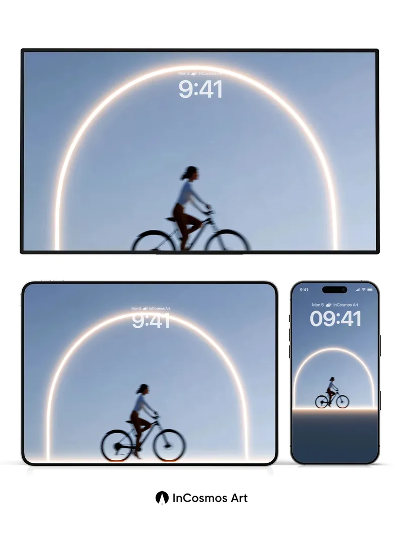 Silhouette Ride Wallpaper with Neon Arch