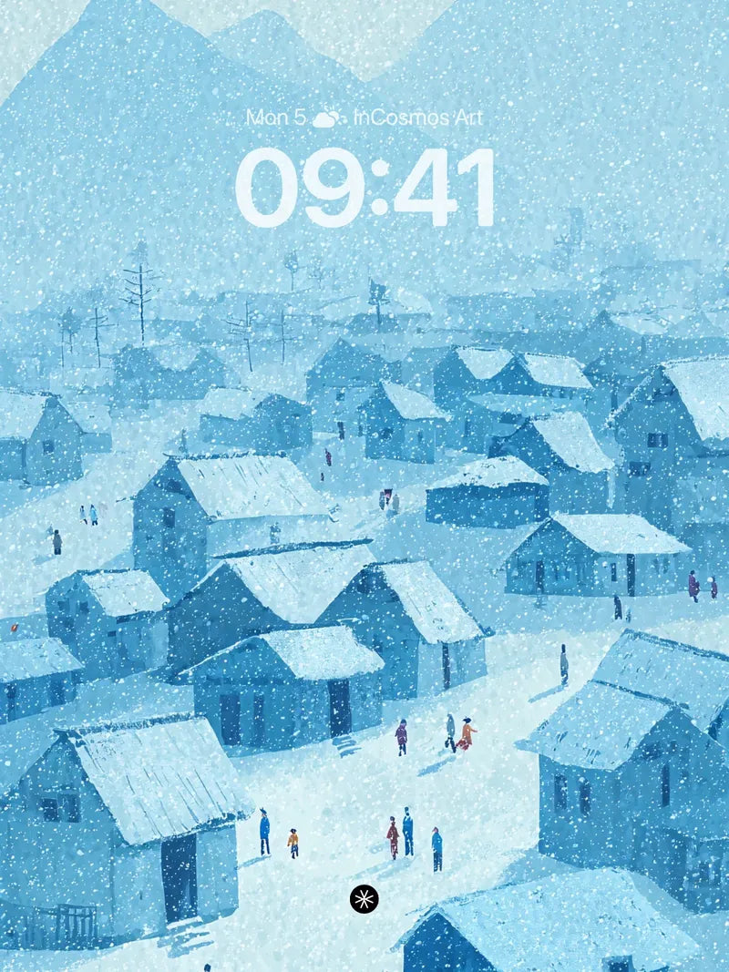 Winter Serenity Snowy Village Wallpaper wallpaper for iPhone, iPad & Mac