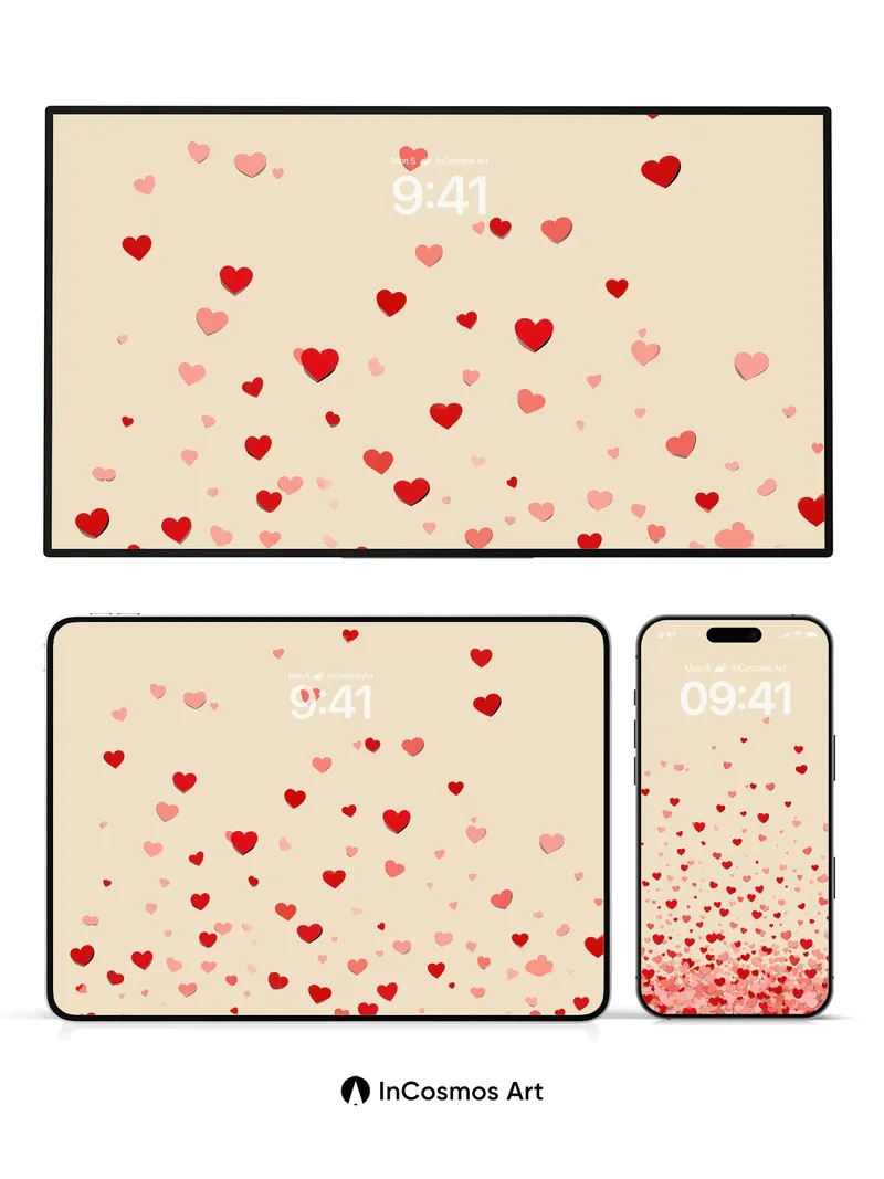 Whispering Heartfall Wallpaper with Floating Fragments