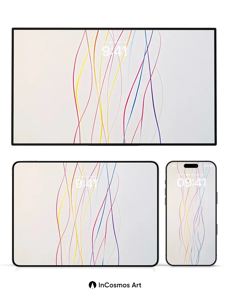 Serpentine Light Wallpaper with Floating Threads