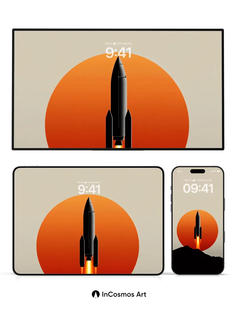 Futurist Launch Wallpaper with Solar Eclipse