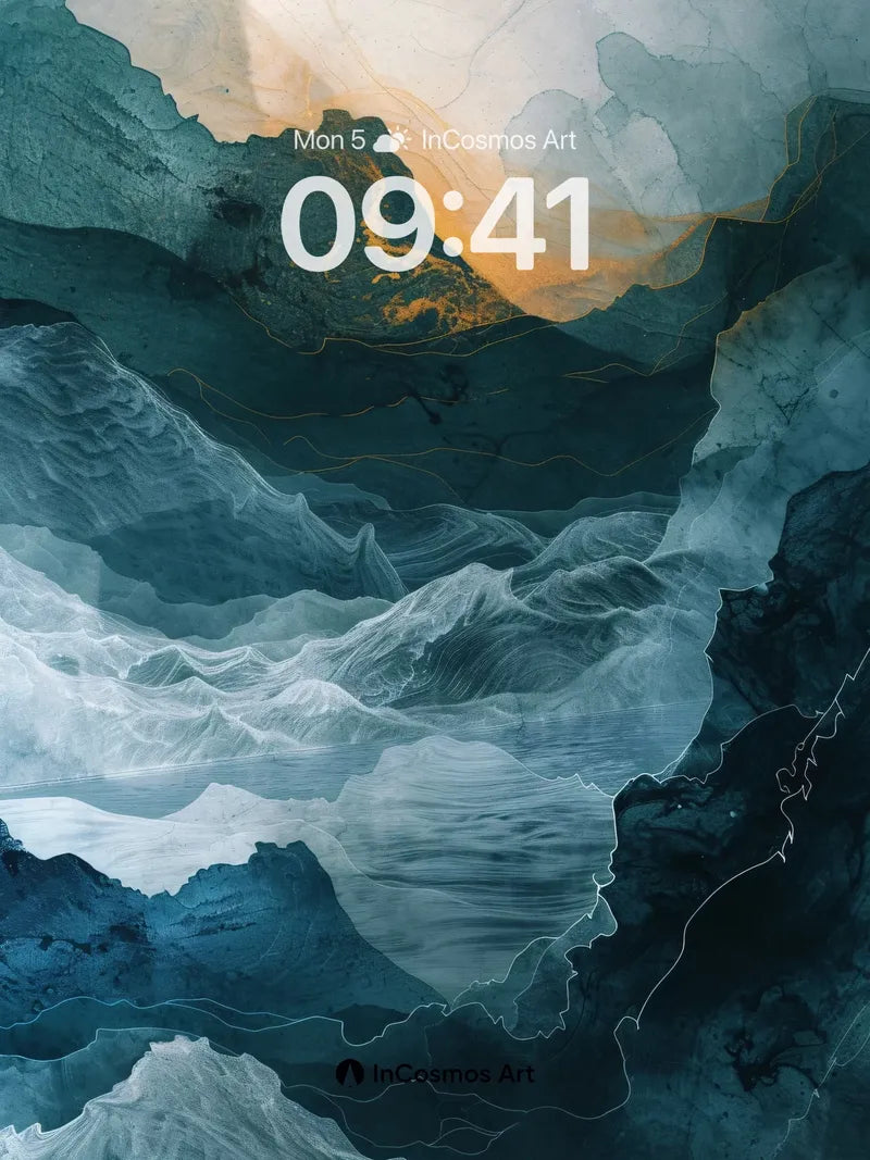 Frost-Carved Abyss Wallpaper with Golden Veins