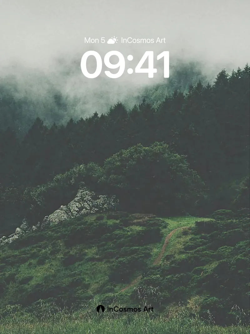 Mist-Cradled Forest Wallpaper with Whispering Trails wallpaper for iPhone, iPad & Mac