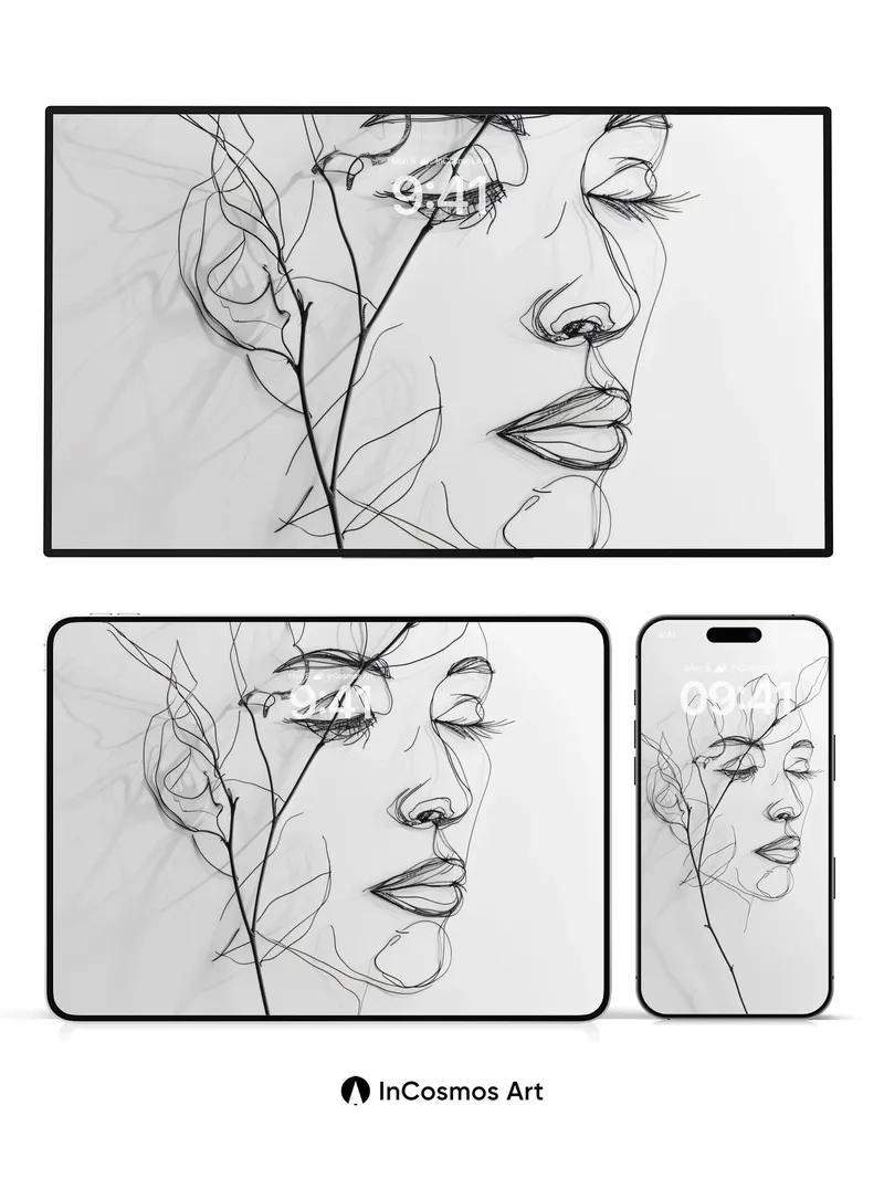 Silent Bloom Wallpaper with Whispering Lines