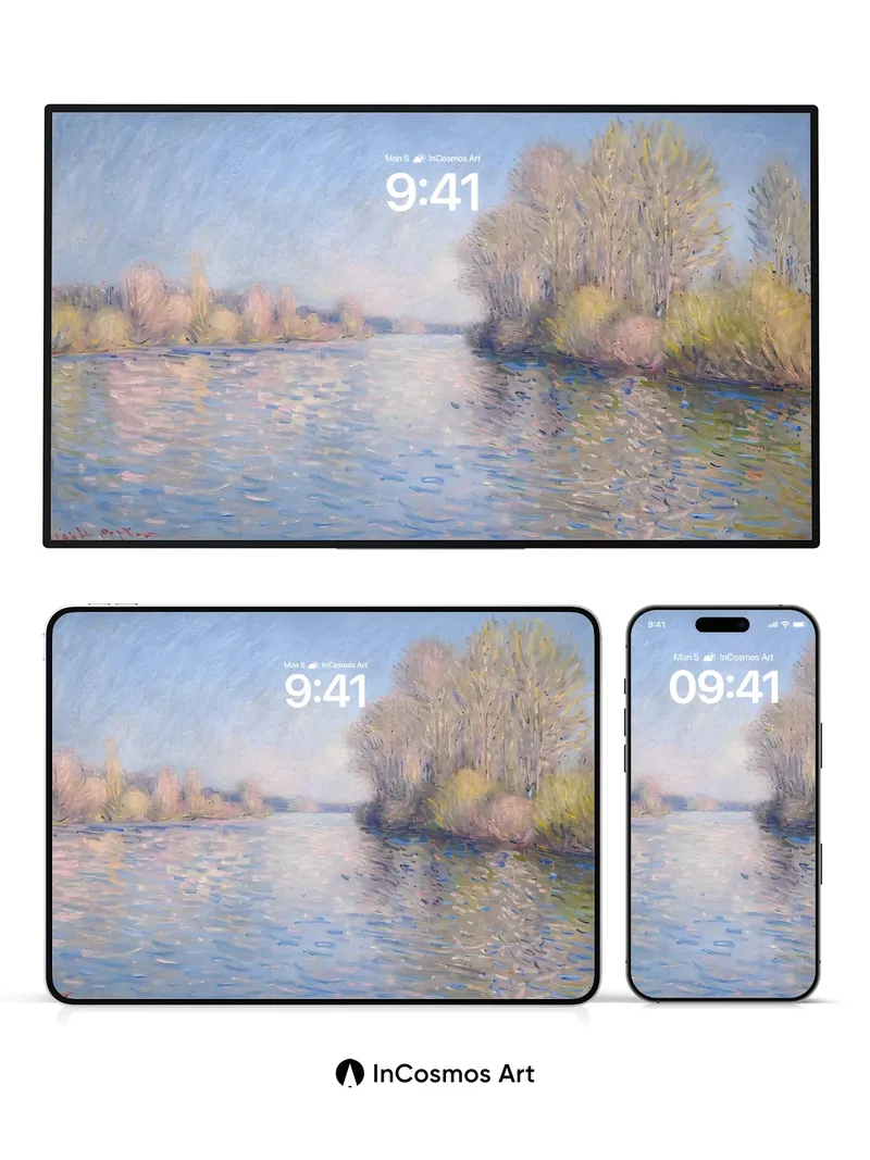 Serene Waterlight Wallpaper with Monet Touch