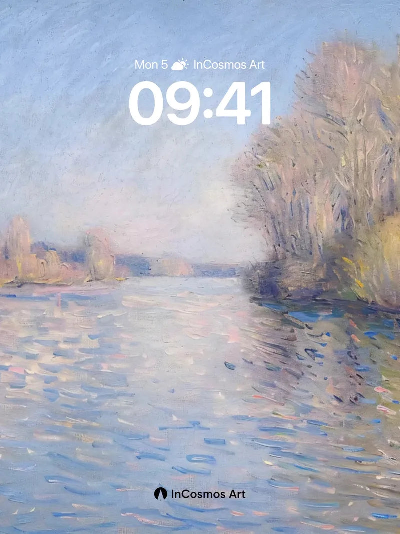 Serene Waterlight Wallpaper with Monet Touch