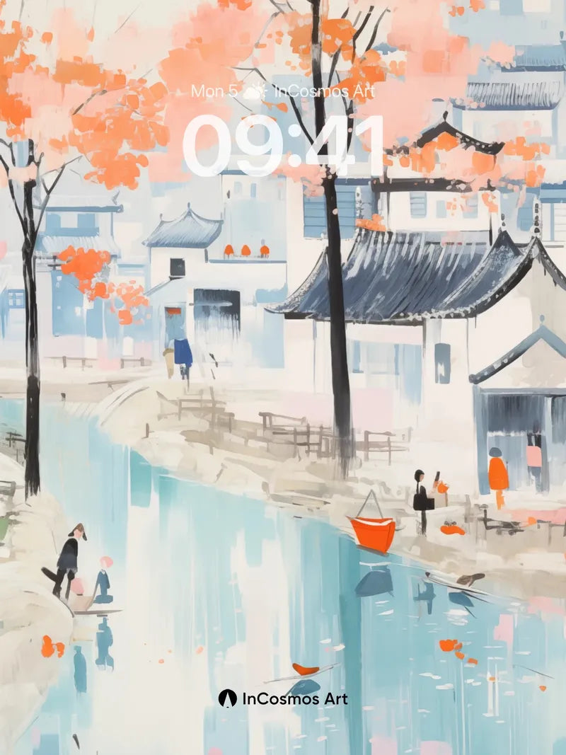 Serenity in Cherry Bloom Wallpaper with Floating Reflections