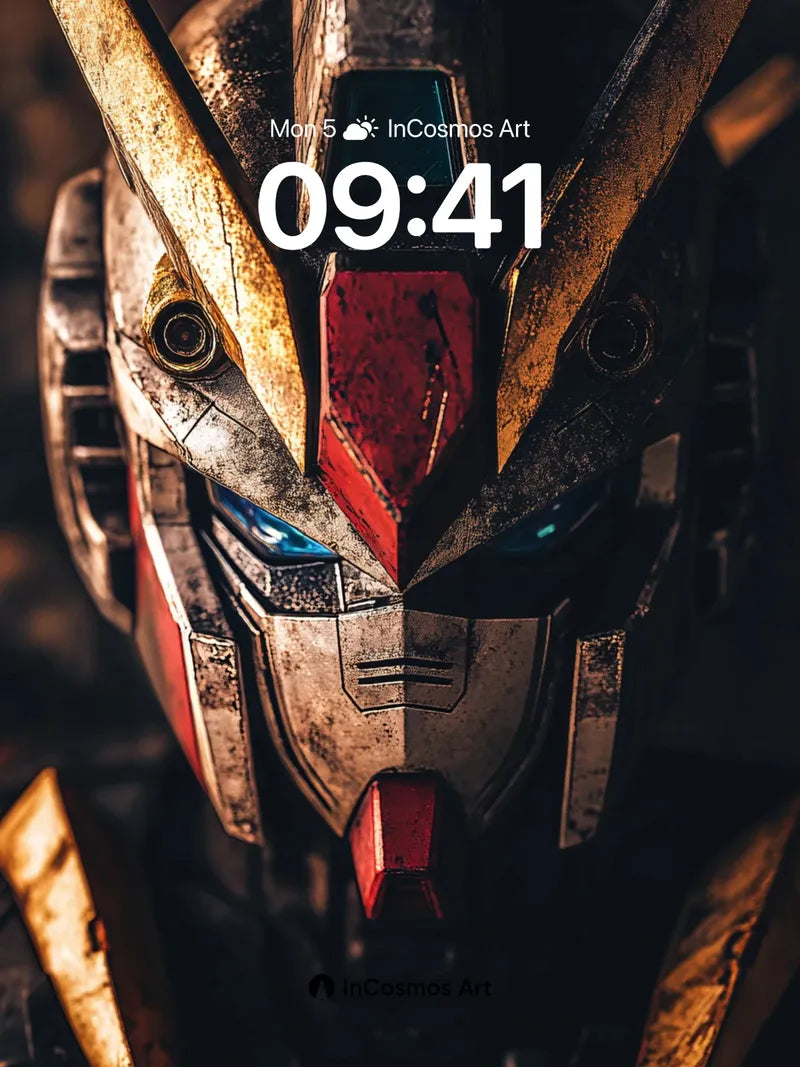 Futuristic Steel Wallpaper with Glowing Eyes