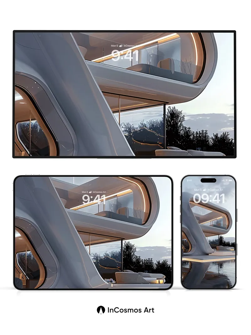 Futurist Serenity Wallpaper with Floating Light