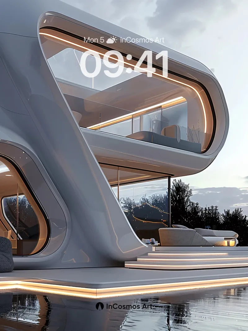 Futurist Serenity Wallpaper with Floating Light