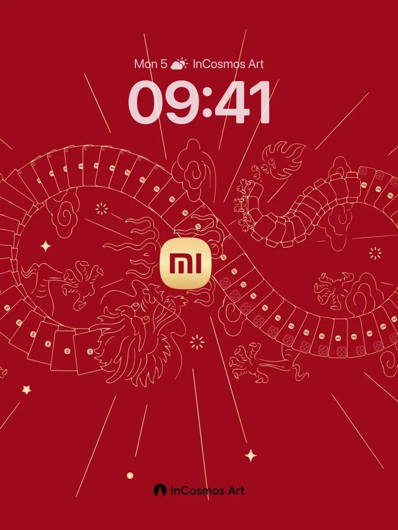 Fiery Serpent Wallpaper with Golden Emblem