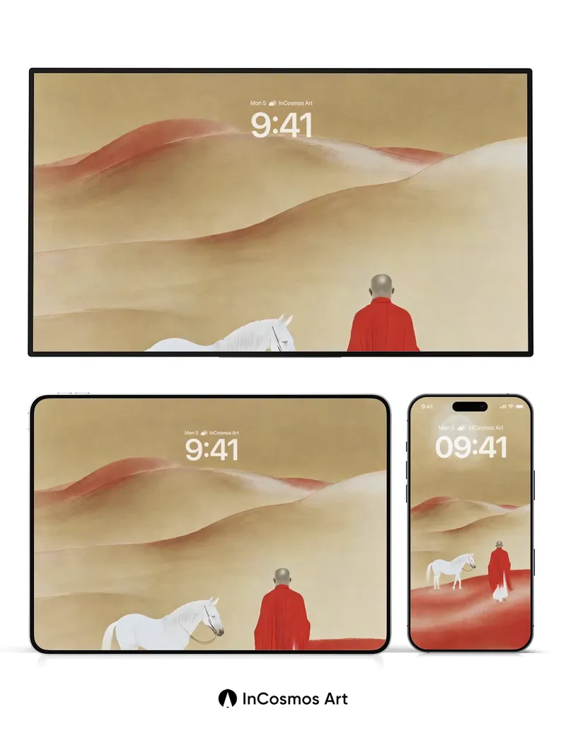 Serenity Desert Wallpaper with Monastic Grace